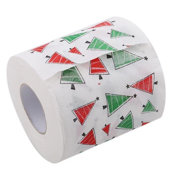1 Rulo Santa Merry Christmas Malzemeleri Noel Ağacı Desenleri Tuvalet Kağıdı Ev Banyo Oturma Odası tuvalet kağıdı Doku Noel Dekor