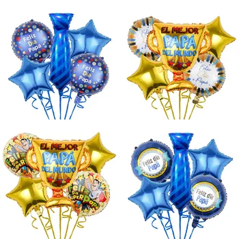 1 takım balonlar İspanyolca Mutlu babalar Günü Helyum Globos Feliz Dia Süper Papa Folyo Balon baba anne Parti Dekorasyon Globos