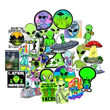 10/30/50 adet Alien Karikatür Çıkartmalar Yaratıcı Komik Bilgisayar Dizüstü Su Bardağı tekerlekli çanta Dizüstü Su Geçirmez Çıkartması Dekor Sticker