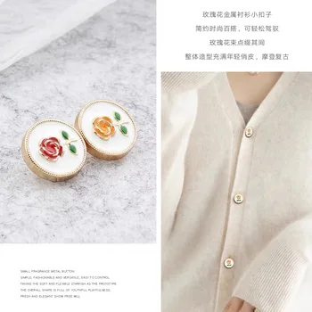 10 adet Moda Yuvarlak Metal Düğmeler kadın Giyim Dekorasyon Aksesuarları Çiçek Düğmeleri Güzel Elbise Örme Kazak Düğmeleri