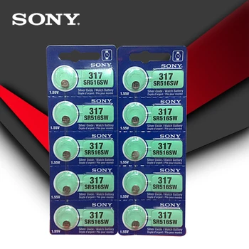 10 adet Sony 100 % Orijinal 317 SR516SW SR516 1.55 V Gümüş Oksit Düğme Hücre Para Pil Yüksek Kapasiteli Hesap Makinesi Araba Uzaktan