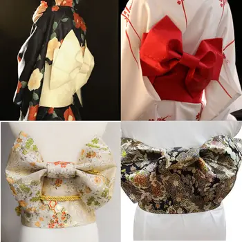10 Stilleri Japon Stili Kimono Elbise Aksesuarları Yukata Bornoz Geyşa Bel Kemeri Korsesi Jacquard Kumaş Yay Obi Basmakalıp 