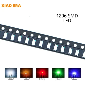 100 adet 1206 SMD LED kırmızı sarı yeşil beyaz mavi turuncu UV ışık yayan diyot PCB DIY çeşitli kiti