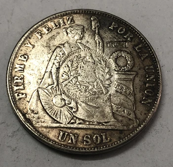 1865 Peru 1 Sol Kopya Gümüş Sikke