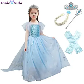 2020 Kız Prenses Elbise Kostümleri Kar Kraliçesi Cosplay Elbise Giyim Çocuk Cadılar Bayramı Noel Partisi Elbise Vestidos