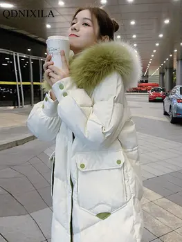 2022 Kış kadın Parkas Kar Hoodie Ceket Kadın Kore Trend Sıcak Uzun Ceket Moda Kadın Yeni Bayan Giyim Ücretsiz Kargo