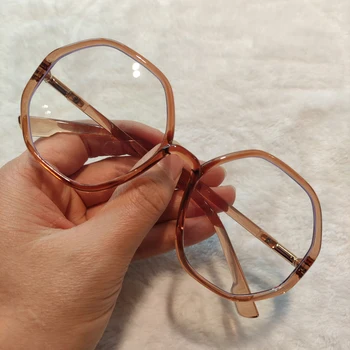 2022 Yeni Moda Poligon Optik Anti-mavi Gözlük Çerçeve Kadınlar Vintage Rahat Gözlük Kadın Gözlük Oculos Feminino
