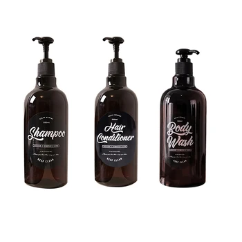 3 in 1 Takım Banyo şampuan şişesi Sabunluk Vücut El Yıkama Saç Kremi Doldurulabilir Şişe plastik saklama kavanozu 500ml