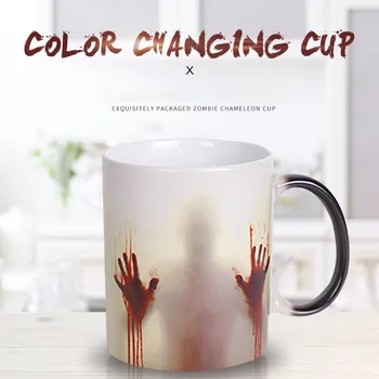 350 ML Yaratıcı Kişilik Cadılar Bayramı Korku Bukalemun Bardak Porselen Sıcak Su Yavaş Yavaş Renk Değiştirir Termal Kupa Drinkware