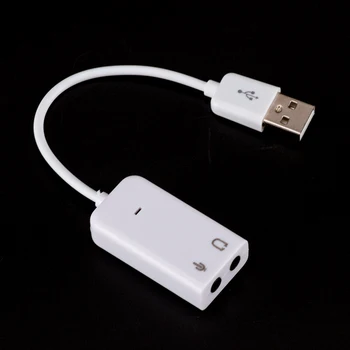 3D Beyaz USB 2.0 Sanal 7.1 Kanal Harici USB Ses Ses Kartı Adaptörü Ses Kartları Dizüstü PC İçin Kablo İle