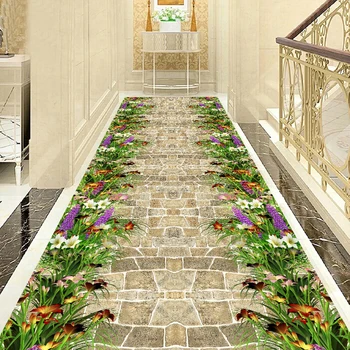 3D oturma odası halısı Ev Dekor için Taş Çiçek Uzun Koridor Halı Halı kaymaz Mutfak Balkon Zemin Alan Kilim Yatak Odası Mat