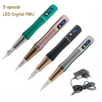 4 Renk Promosyon LED Dijital Kalıcı Makyaj Güzellik Kalem Dövme Kaş Makinesi ve Kartuş İğneler