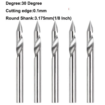 5 Adet 3D CNC Freze Uçları 1/8 İnç 30/60 Derece Gravür freze kesicisi Karbür Ahşap 0.1 mm İpuçları Oluk V Değirmen kesici aletler