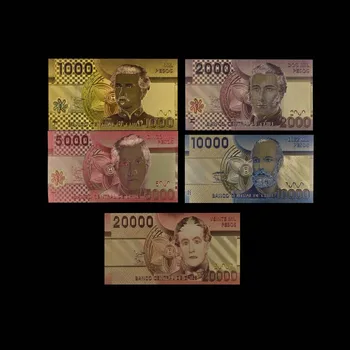 5 adet/grup Yeni Ürünler 2019 Şili 1000/2000/5000/10000/20000 Peso Altın Banknot Renkli Dünya Banknot Hediyelik Eşya için