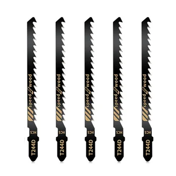 5 Adet Jig Testere Bıçakları T244D Hızlı Kesim için Düz Kesme Diş Uzunluğu Yapboz Bıçakları ağaç işleme aleti Metal Kesme için