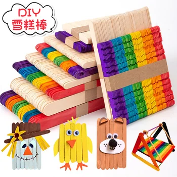50 Adet/grup Çocuklar DIY Zanaat Oyuncaklar Renkli Doğal Ahşap Sayma Çubukları Montessori Okul Öncesi Çocuklar Sayma Matematik Eğitici Oyuncaklar