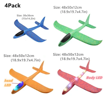 50CM Köpük Uçak led ışık Setleri Planör Oyuncak El Atmak Uçak Kitleri Açık Oyun Uçak Modeli Oyuncaklar Çocuklar İçin erkek