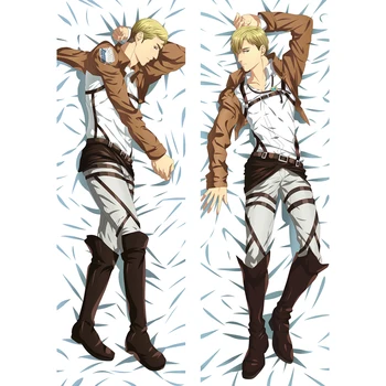 50x180cm Anime Titan Erwin Smith Dakimakura Tam Vücut sarılma yastığı kılıfı Japon Otaku Yastık minder örtüsü Yatak