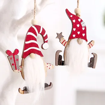Ahşap Noel Süsler Meçhul Gnome Bebek Noel Süslemeleri Ev için Noel Noel Ağacı Süsleri Yeni Yıl Navidad