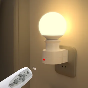 Akıllı LED uzaktan kumanda ışıkları yatak odası başucu lambası duvar soket fiş gece ışık + anahtarı zaman ayarı üç modları karartma