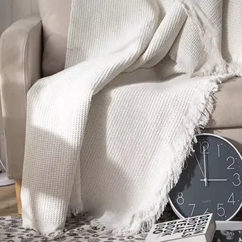 Avrupa Tarzı kanepe battaniyesi Geometrik Petek Örme Eğlence Beyaz Battaniye Kalın Kaymaz kanepe kılıfı Atmak Battaniye Yatak Örtüsü