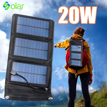 Açık USB Taşınabilir GÜNEŞ PANELI Cep Telefonu Pil İçin Yürüyüş Kamp Katlanabilir güneş panelı Acil Güç Güneş Pili Şarj Cihazı