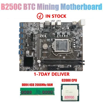b250 btc B250C BTC Madenci Anakart ile G3900 CPU + DDR4 4GB 2666MHZ RAM 12XPCIE to USB3.0 Kart Yuvası LGA1151 BTC Madencilik