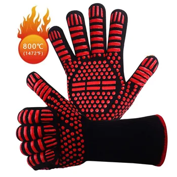 Barbekü eldivenleri yüksek sıcaklık silikon direnci fırın eldiveni 500 800 derece yanmaz ısı yalıtımı mikrodalga fırın eldivenleri