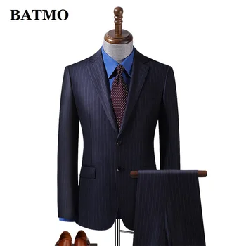 BATMO 2022 yeni varış yüksek kaliteli %100 % yün çizgili takım elbise erkek, rahat iki Parçalı takım elbise, 605