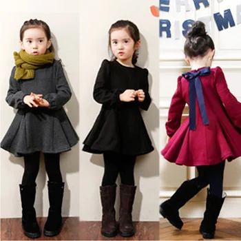 Bebek Kız Elbise Sonbahar Kış Kalın Kadife Çocuklar Kızlar için Elbiseler Ruffles Uzun Kollu Çocuk Prenses Elbise 2 4 6 7 8 Yıl