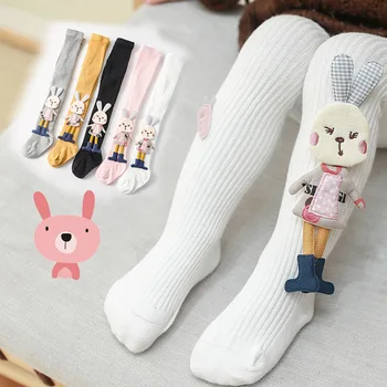 Bebek Kız Tayt Çocuk Kız Karikatür 3D Tavşan Çorap Çocuklar Sonbahar Kış sıcak pamuklu Külotlu Çorap Çocuk Kız Giysileri 1-12T