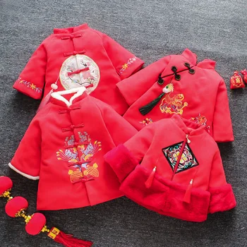 Bebek Kız Çin Yeni Yılı Tebrik Giyim Çocuk Giyim Kış Sıcak Kalın Dış Giyim Çin Tarzı Kostüm Tang Takım Elbise Bebek Kız
