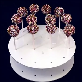 Behogar Akrilik Düğün Töreni Doğum Günü Yuvarlak 16 Delik Lolly Lolipop Lolly-pop Şeker Cupcake Kek Pop Ekran Standı Tutucu Tabanı