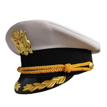 Beyaz Kaptan Denizci Donanma Deniz Kapaklar Çapa Ordu Şapka Kartal Fantezi Cosplay