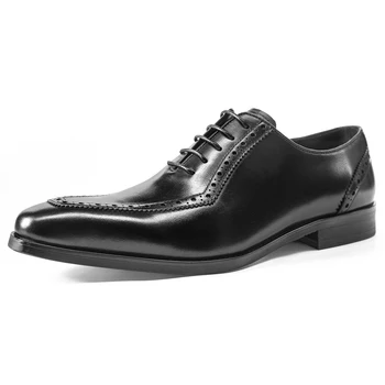 Brogue Erkekler rahat elbise Ayakkabı Patchwork Oxford Hakiki Deri Resmi Ayakkabı Erkek Parti Yemeği İngiliz Ayakkabı