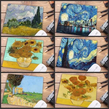 Büyük Promosyon Van Gogh Oyun Masası Paspaslar Kauçuk Sanat Hız Çiçek Mouse Pad Küçük Boy 18x22cm Anime Mousepad Oyun Aksesuarları