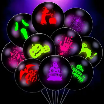 Cadılar bayramı floresan balon kabak yarasa hayalet Neon lateks balon cadılar bayramı UV Glow globos siyah ışık cadılar bayramı dekorasyon