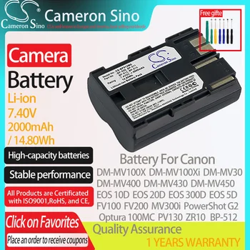 CameronSino canon için pil PowerShot G1 DM-MV100Xı DM-MV30 DM-MV400 DM-MV430 EOS 300D FV200 uyar Canon BP-512 kamera pil