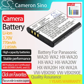 CameronSino Pil için Panasonic WA20 WA2 HX-WA20 HX-WA2 HX-WA20H WA20W uyar Panasonic VW-VBX090 dijital kamera Piller 3.70 V