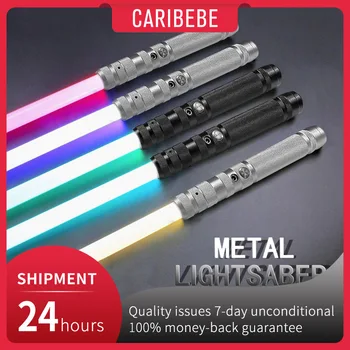 CARİBEBE RGB Lightsaber Saldırı Sesi İle 7 Renk FX Çift Lightsaber Metal Kolu LED Lightsaber USB Şarj Xmas Hediyeler