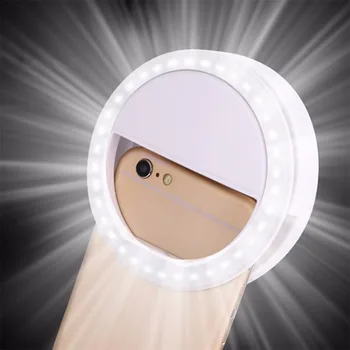 Cep Telefonu ışıklı uyarı işareti Selfie LED Otomatik Flaş cep telefonu Smartphone İçin Yuvarlak Taşınabilir Selfie El Feneri makyaj aynası