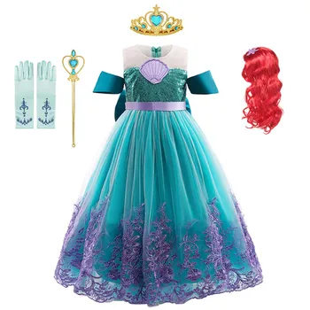 Denizkızı Ariel Prenses Kız Elbise Cosplay Kostümleri Çocuklar Cadılar Bayramı Fantezi Kostüm Çocuk Karnaval parti giysileri yaz elbisesi Up