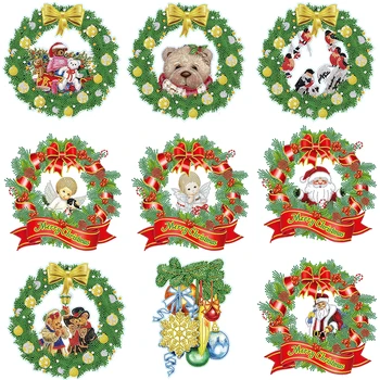DIY Elmas Boyama Noel Çelenk Sticker Pencere Kapı Duvar Ev Dekor Kendinden yapışkanlı Noel Baba ChristmasNew Yıl Sticker