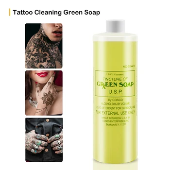 Dövme Temizleme Yeşil Sabun 16OZ Yüksek Zenginleştirme Dövme Sonrası Bakım Solüsyonu Temizleme İşlemi Sıvı Sabun Dövme Sıvısı