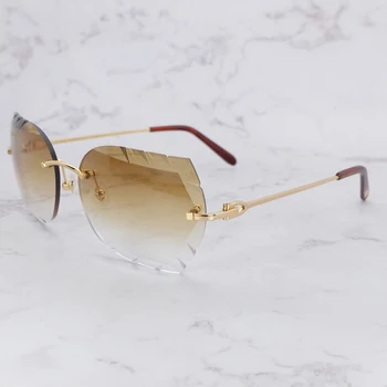 Elmas Kesim Güneş Gözlüğü Erkekler Tasarımcı Vintage Carter Çerçevesiz güneş gözlüğü Shades Kadınlar İçin Gözlük Gafas De Sol Korumak