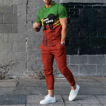 Erkek Seti kısa kollu tişört Pantolon Takım Elbise Spor 2023 İlkbahar Yaz En çok satan Eşofman Erkekler Rahat 2 Parça Kıyafetler