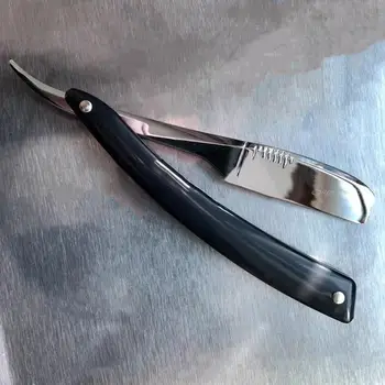 Erkekler Tıraş berber aletleri Düz Jilet Kayın / ABS Kolu Karbon Çelik Bıçak Manuel Berber Tıraş Makinesi Tüy Bıçak G0420