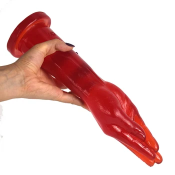 FAAK Yeni Yumruk yapay penis Şarap Kırmızı Şeffaf Butt Plug Vantuz İle Büyük El Anal Seks oyuncakları Kadınlar İçin erkekler Vajina Mastürbasyon