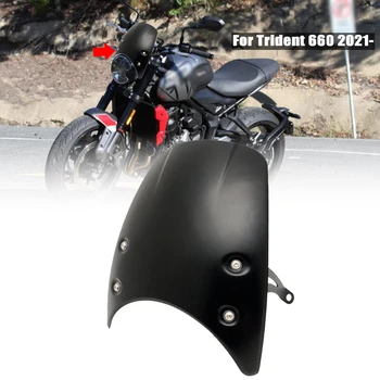 Fit Trident 660 Trident660 2021 2022 Motosiklet Alüminyum Rüzgar Ekran Kalkanı Saptırıcı Braketi ile Ön Cam Siyah