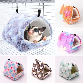 Flanel Hamster Kafesi Pamuk Yuva Şeker Planör Uyku Tulumu Sincap Mini Kirpi Sıcak Ev Kobay Kış Kalınlaşmış Yatak Pet
